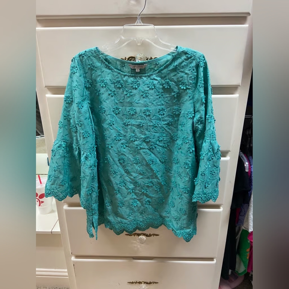 Elegant Teal Lace Women's Top